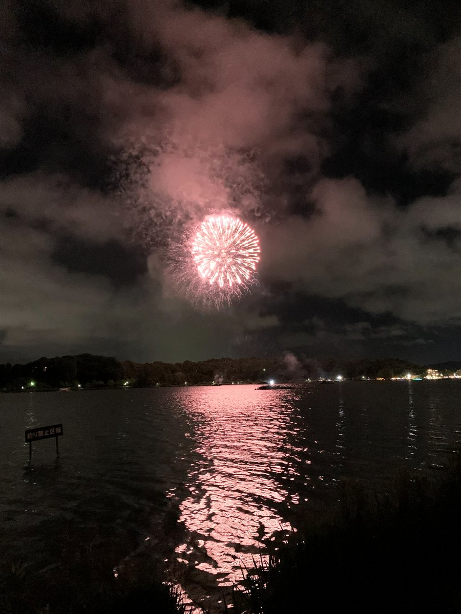 水戸偕楽園花火大会のフィナーレ近くの花火