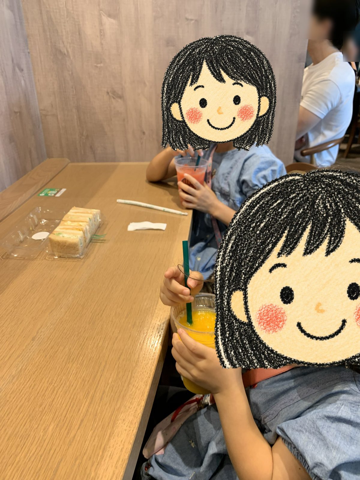開場までの時間を調整した劇場内の喫茶店のテーブル